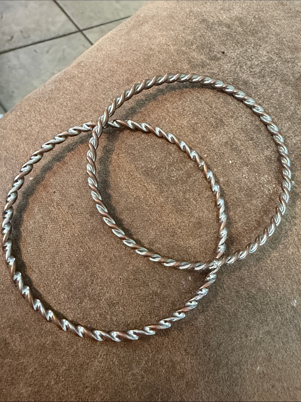 Twisted Silver-Tone Bangle Bracelets - Set of 2